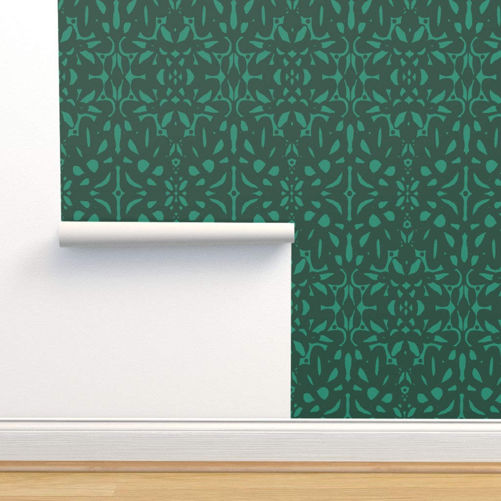 Trellis, wallpaper, jade green