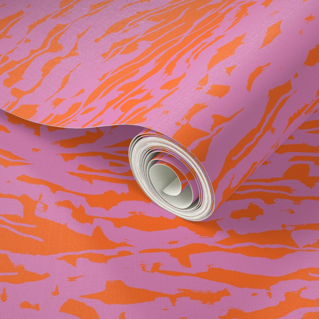 Waves, wallpaper, pink on red