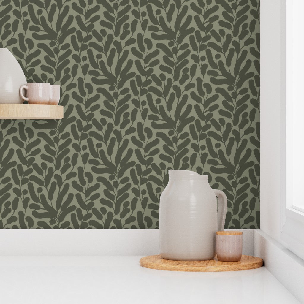 Climbing Vine, wallpaper, sage