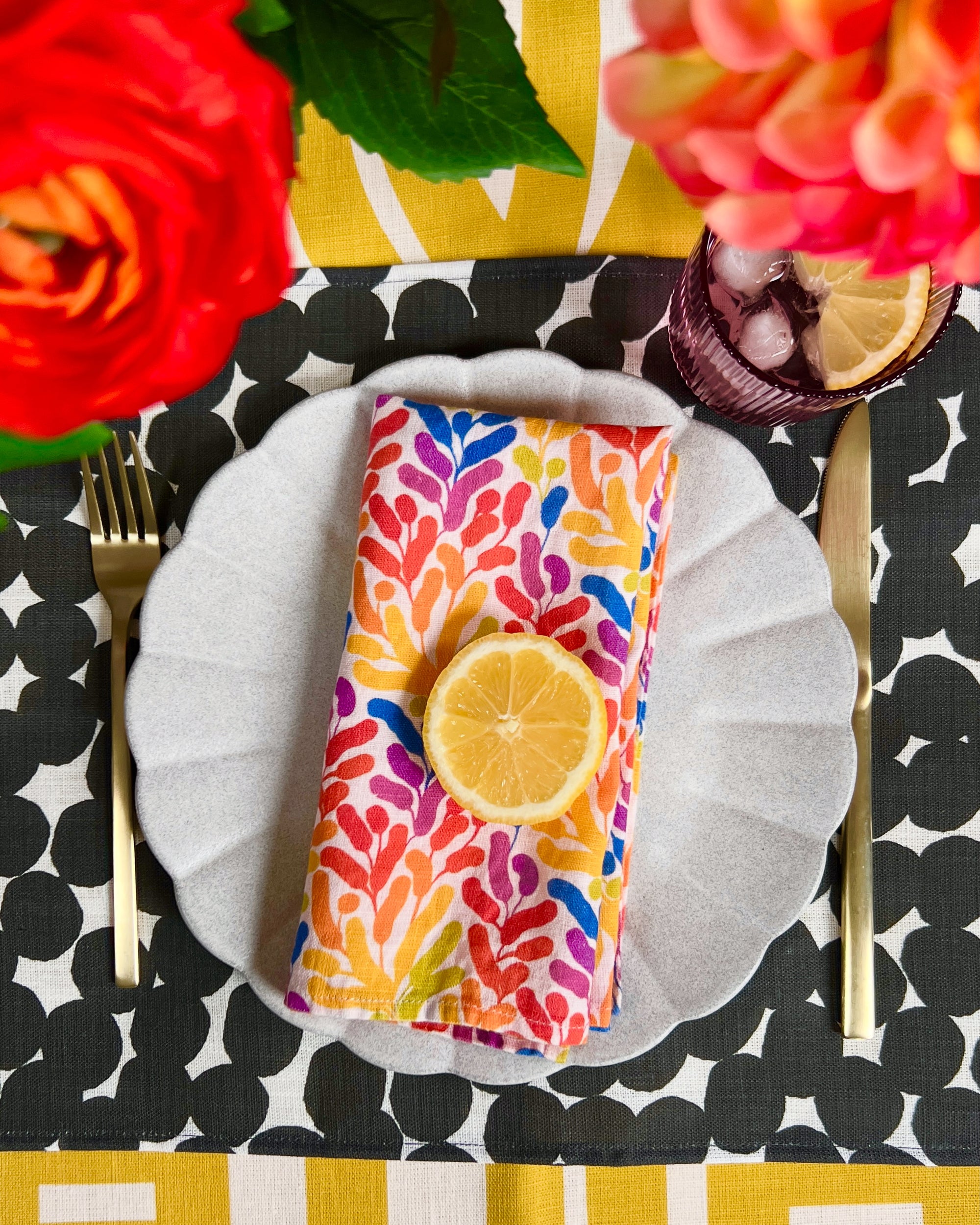 Climbing Vine linen napkin, rainbow