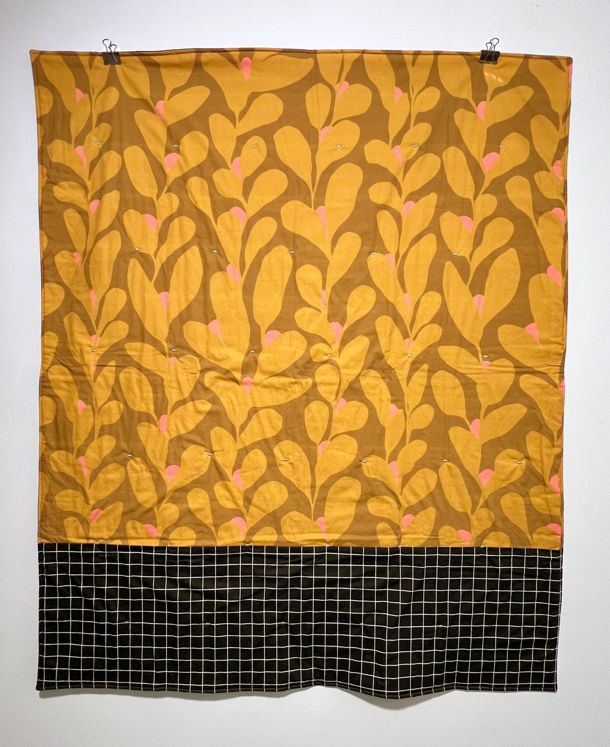 Tendril Grid, quilted blanket, medium