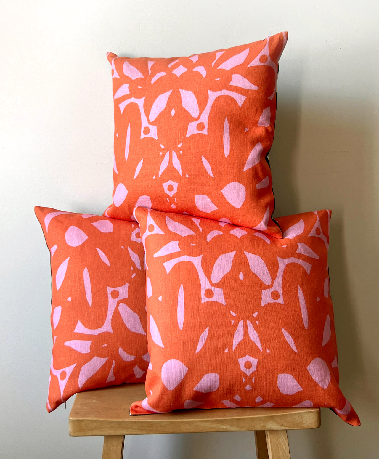 Trellis Throw Pillow, orange-red – Leila Simon Hayes