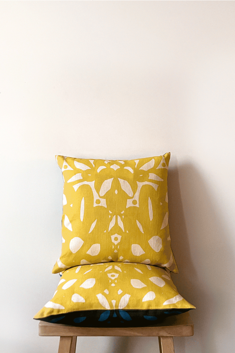 Trellis Throw Pillow, yellow blue