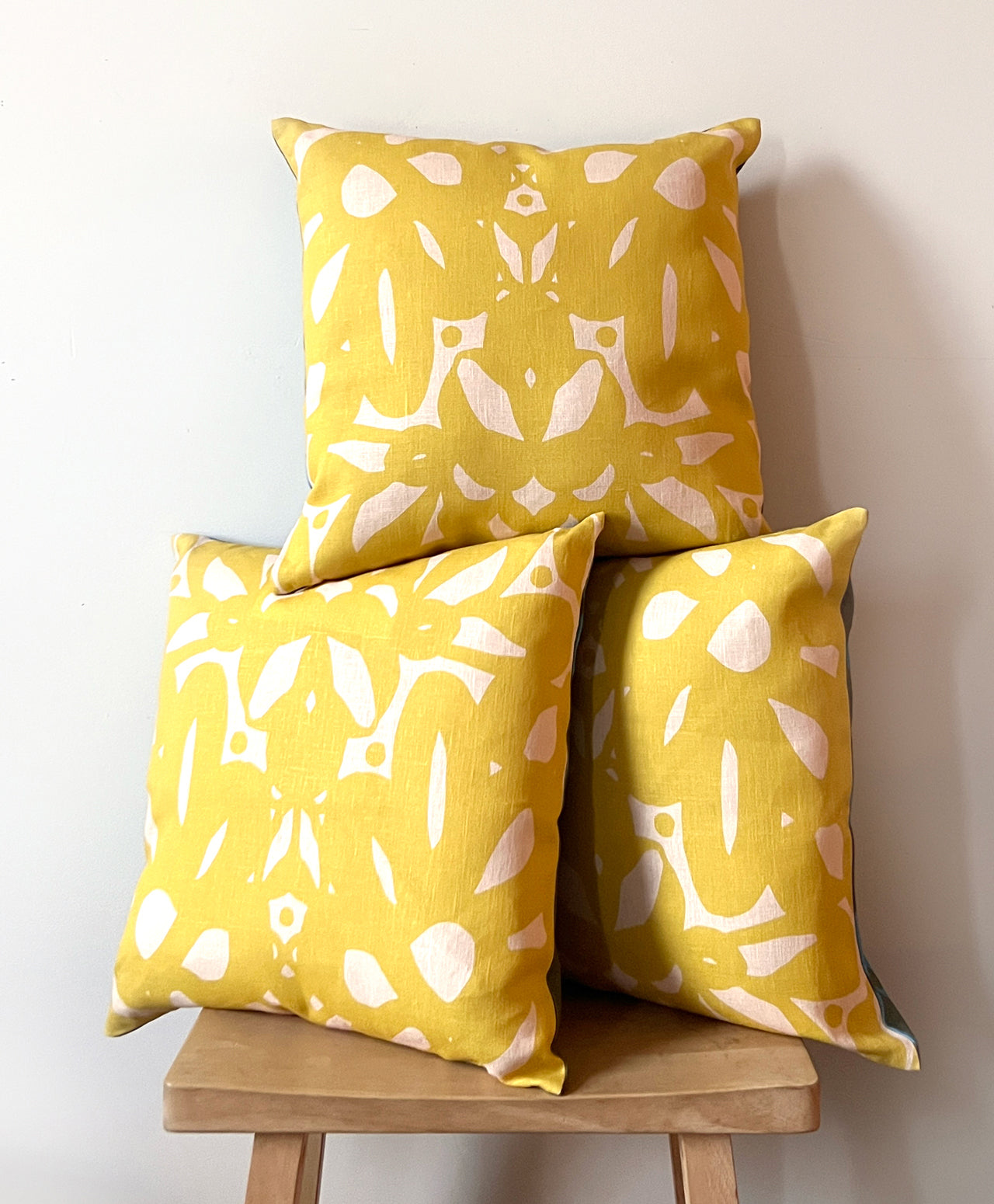 Trellis Throw Pillow, yellow blue