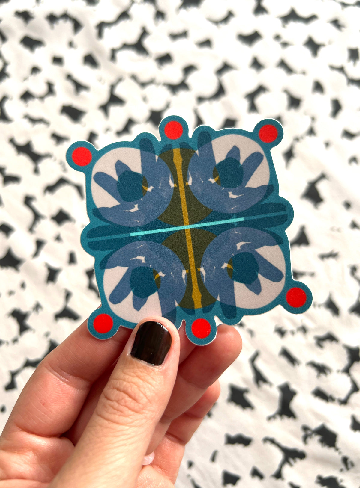 Bloom Burst, vinyl sticker, blue