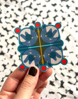 Bloom Burst, vinyl sticker, blue