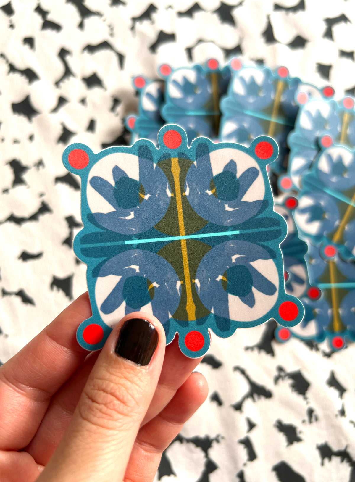 Bloom Burst, vinyl sticker, blue