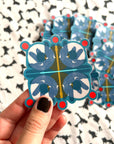 Bloom Burst, vinyl sticker, blue