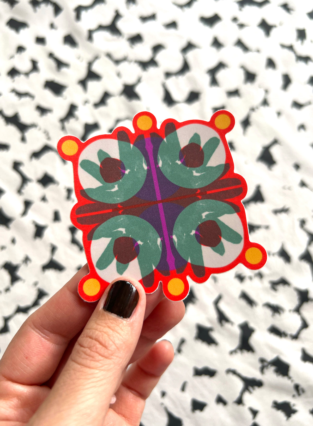 Bloom Burst, vinyl sticker, red