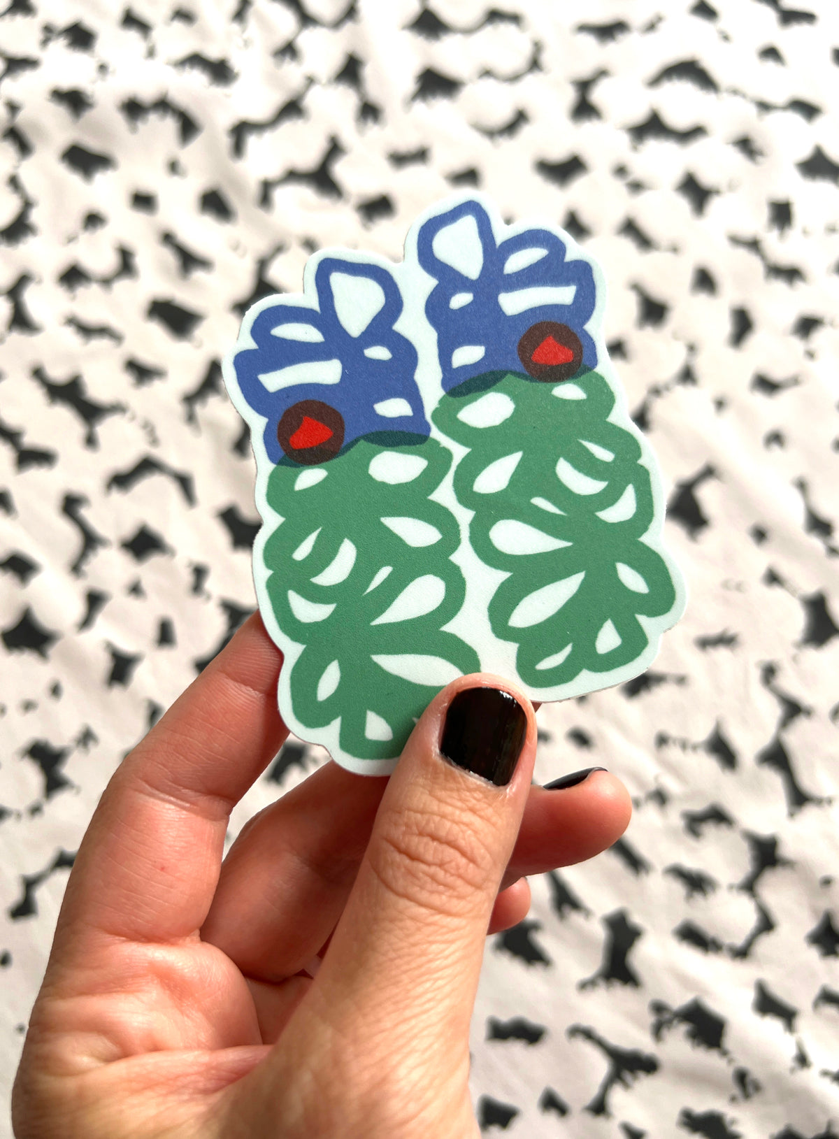 Floral Loops, vinyl sticker, blue