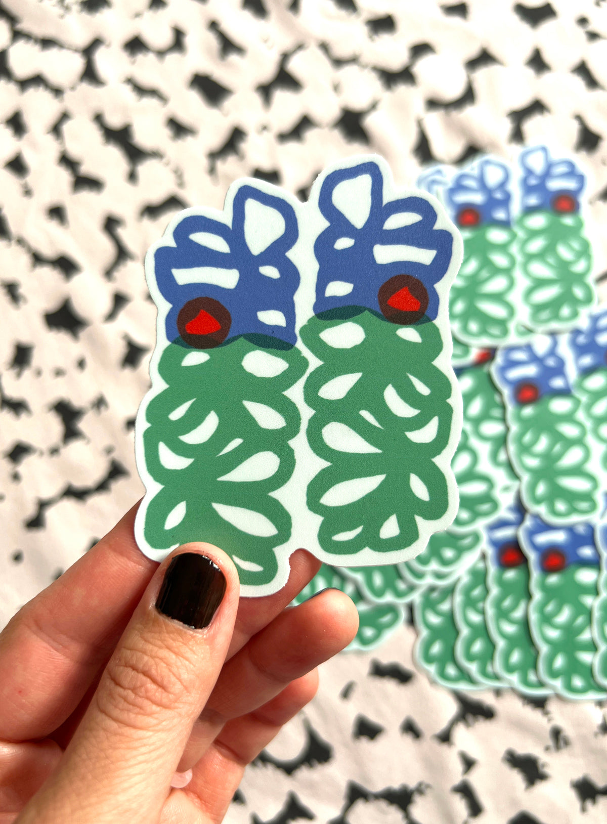 Floral Loops, vinyl sticker, blue