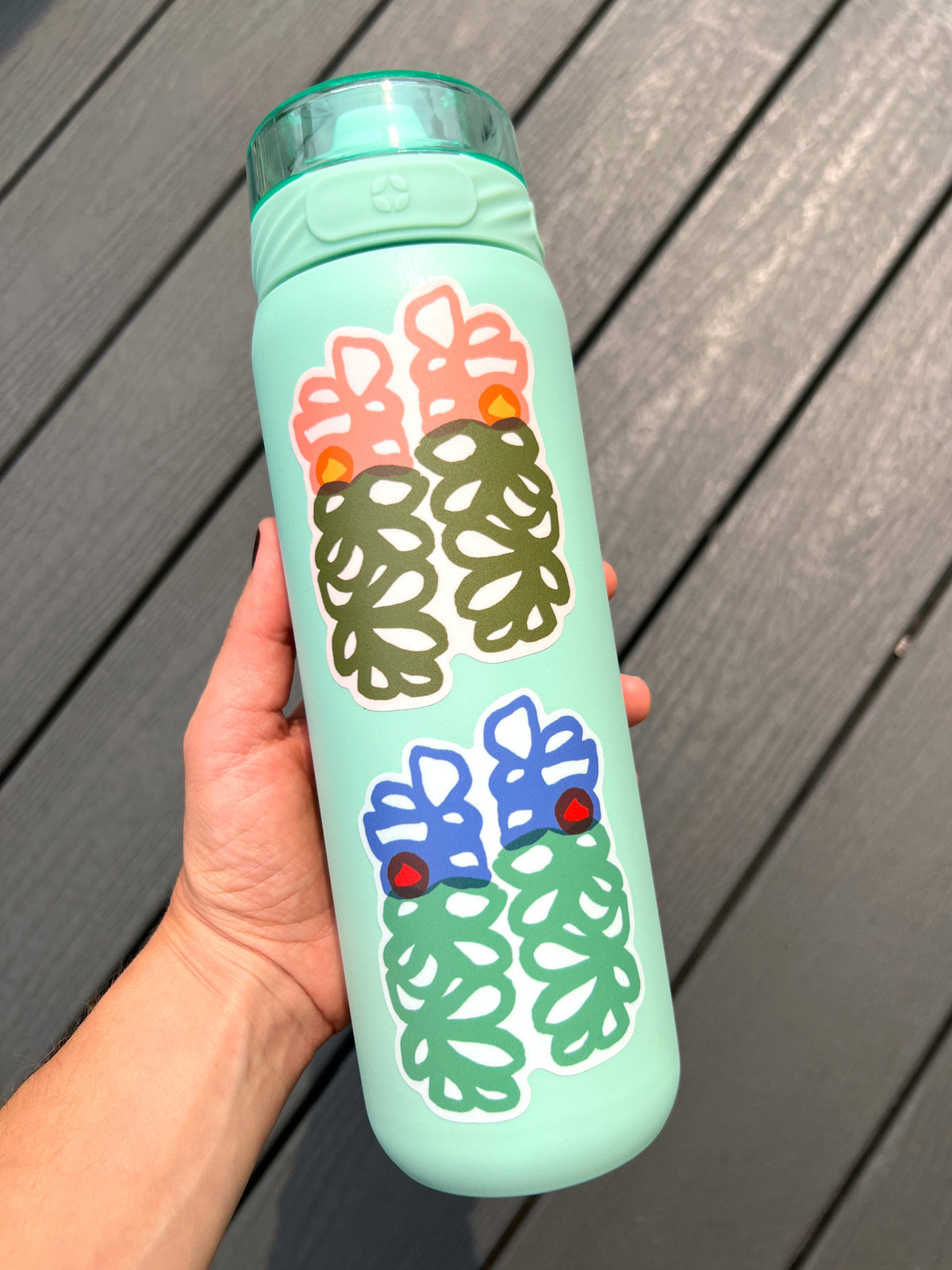 Floral Loops, vinyl sticker, blue
