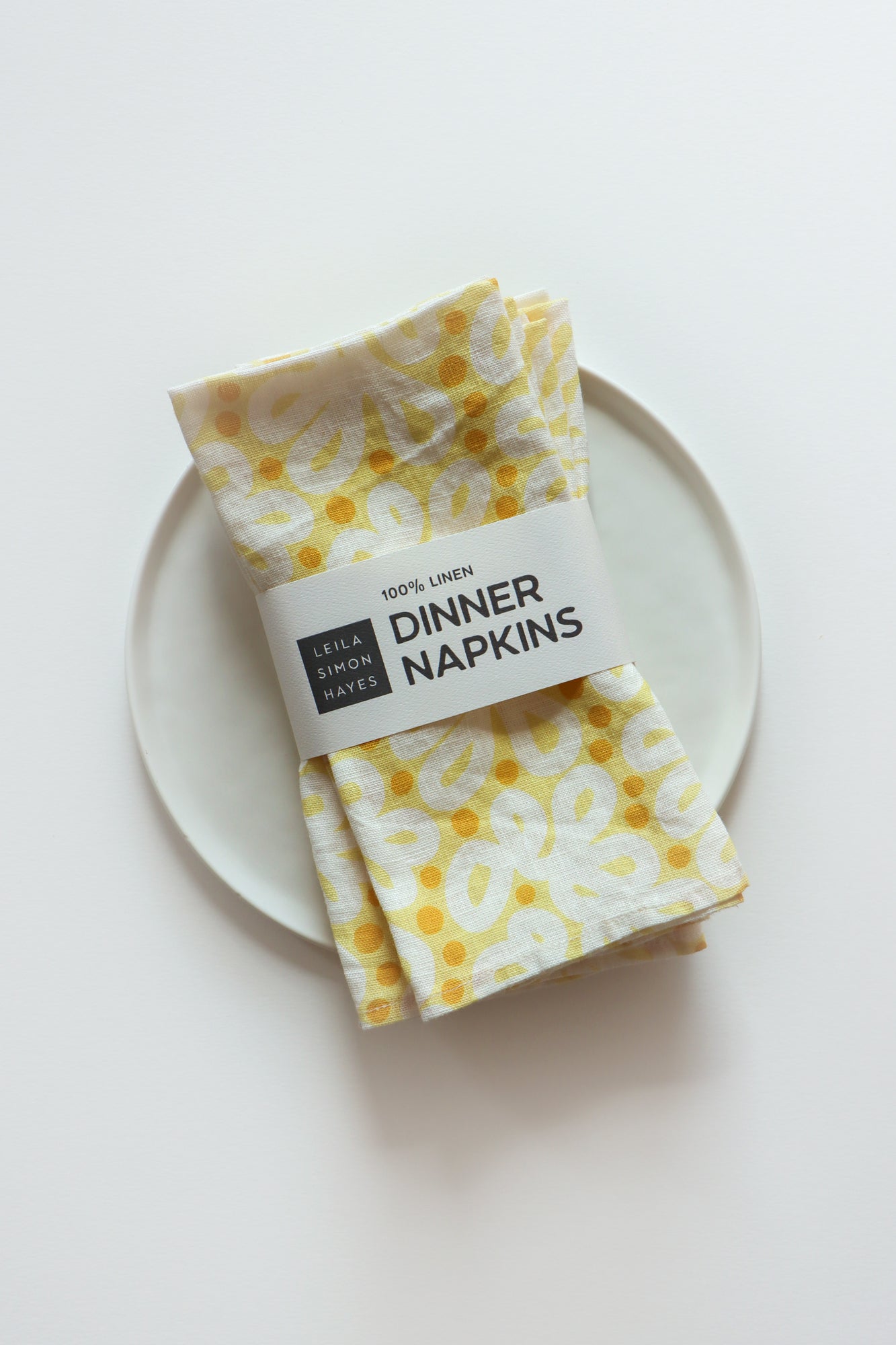 Lace Loops linen napkin, yellow
