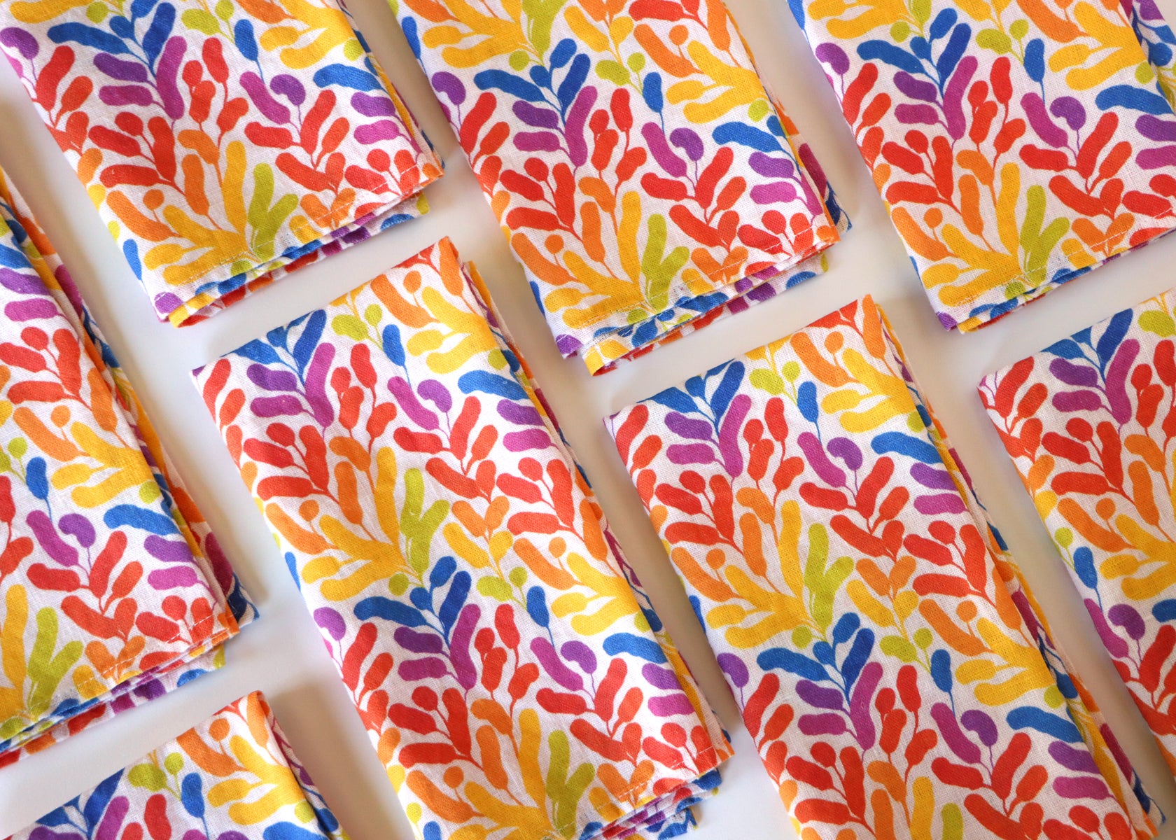 Climbing Vine linen napkin, rainbow
