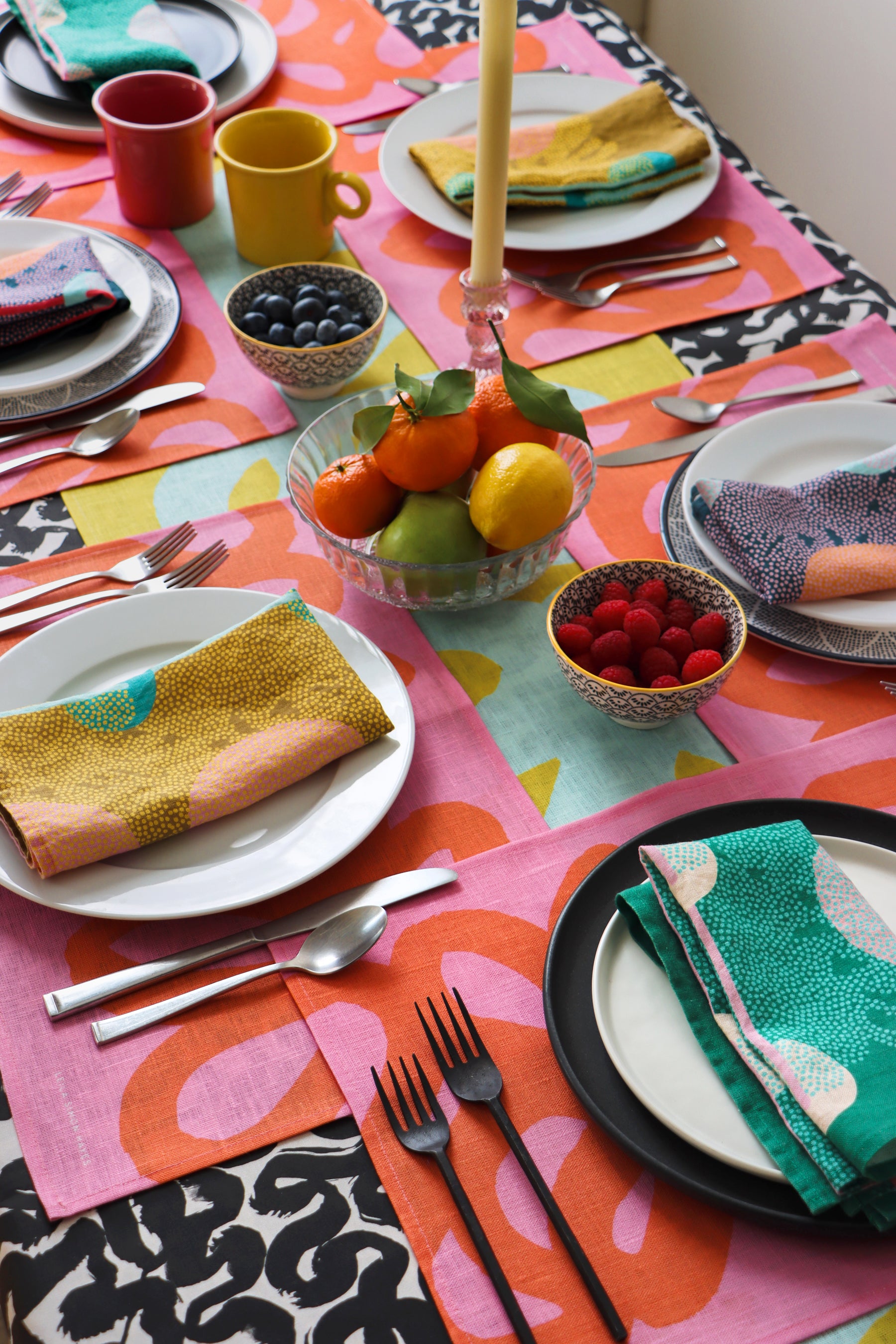 Eddies linen placemat, pink