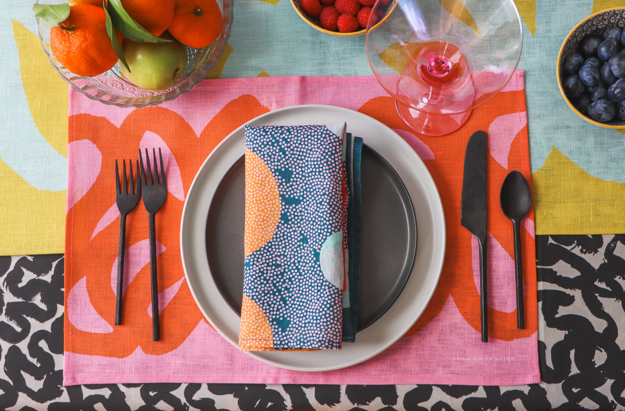 Eddies linen placemat, pink