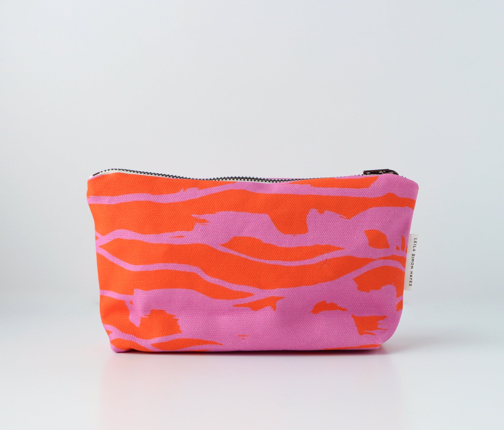 Waves Zipper Pouch, bright orange – Leila Simon Hayes
