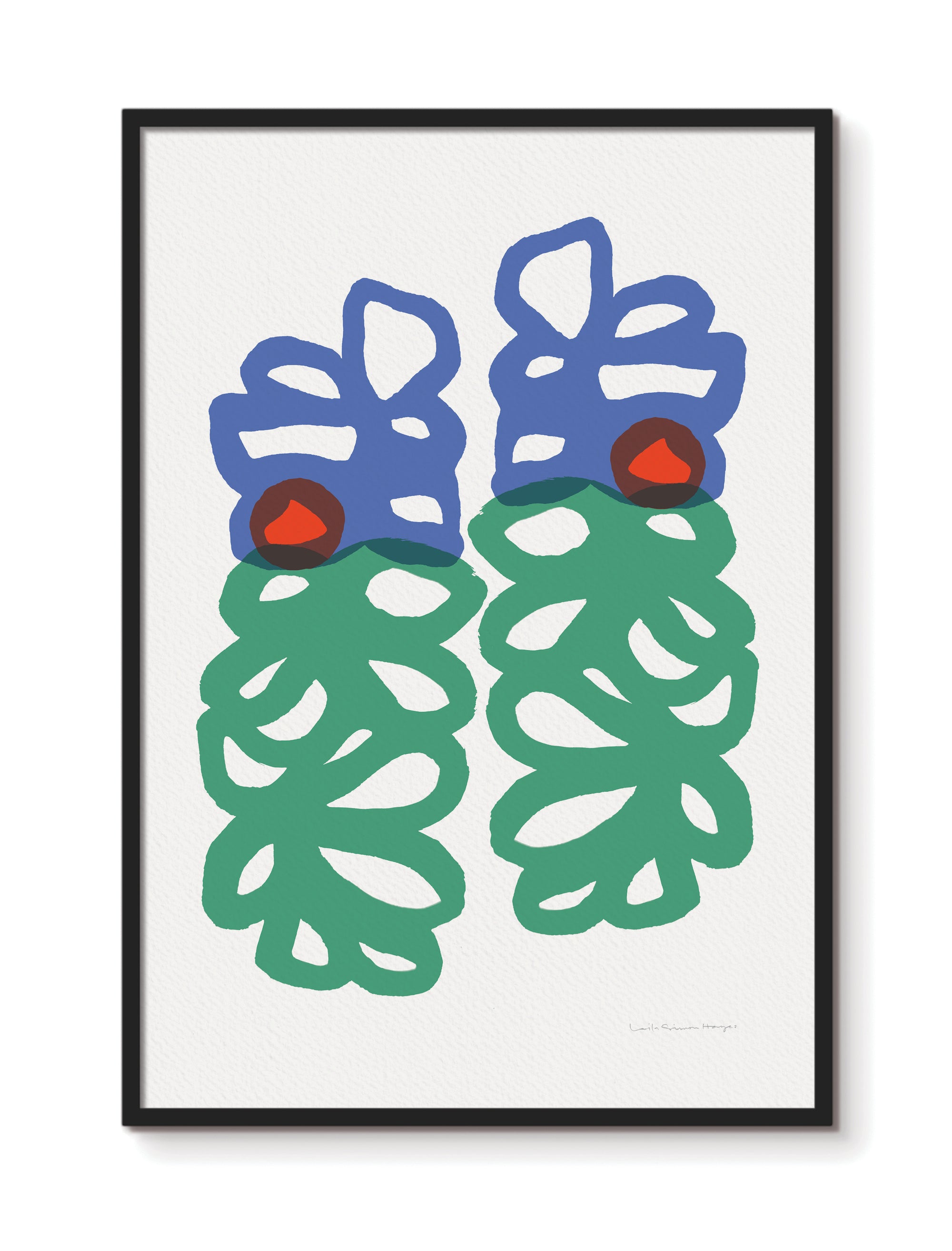 Floral Loops, fine art print, blue