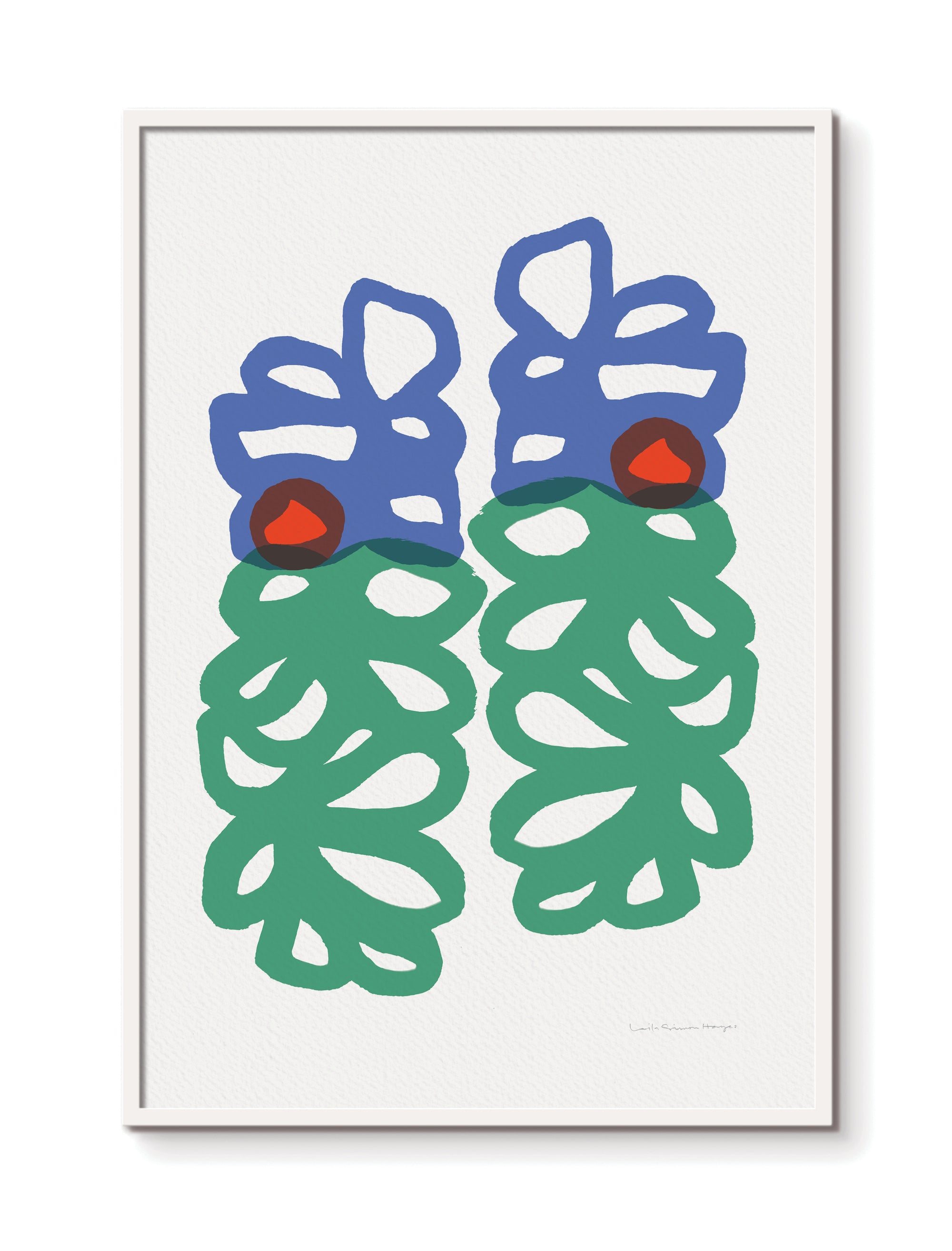 Floral Loops, fine art print, blue