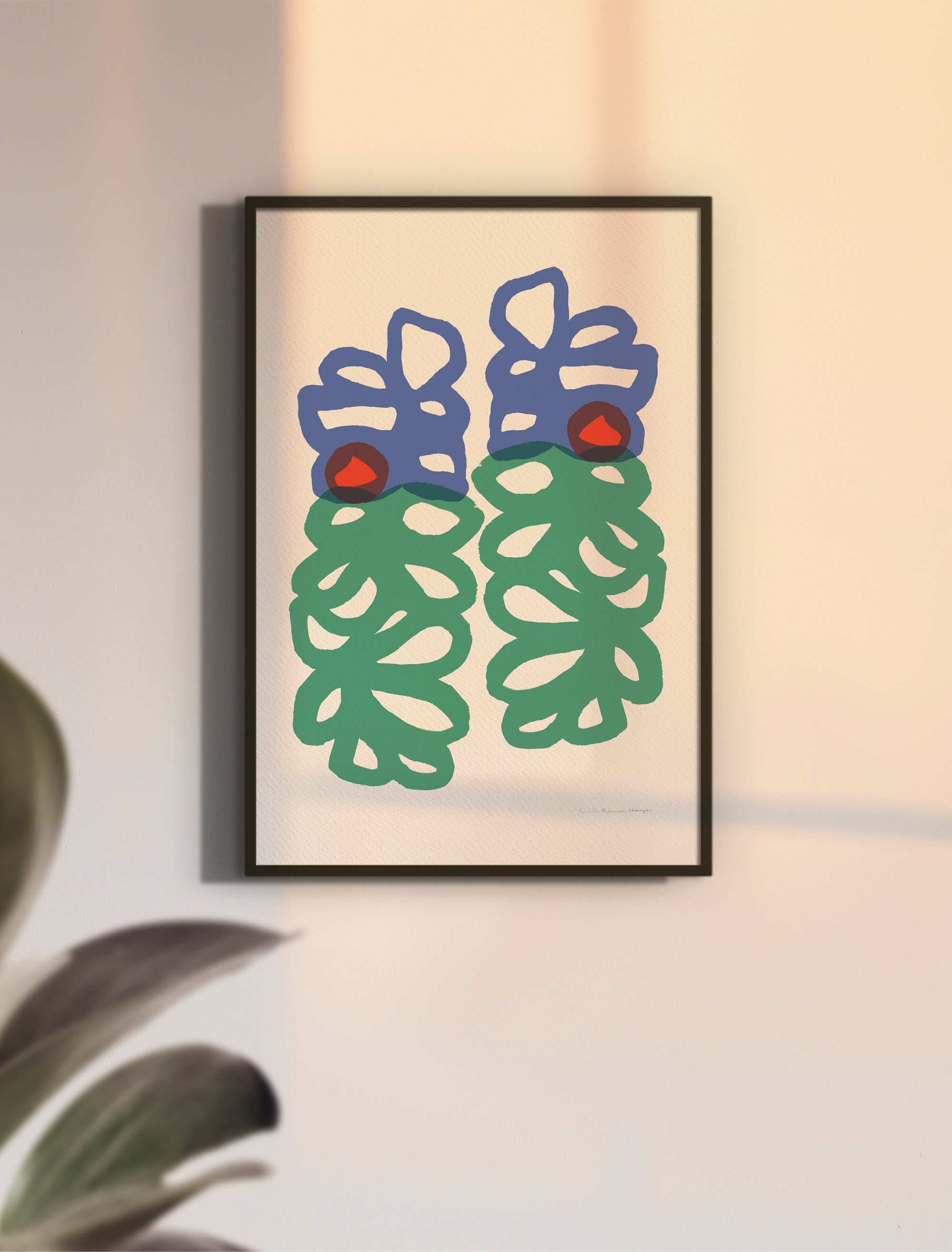 Floral Loops, fine art print, blue