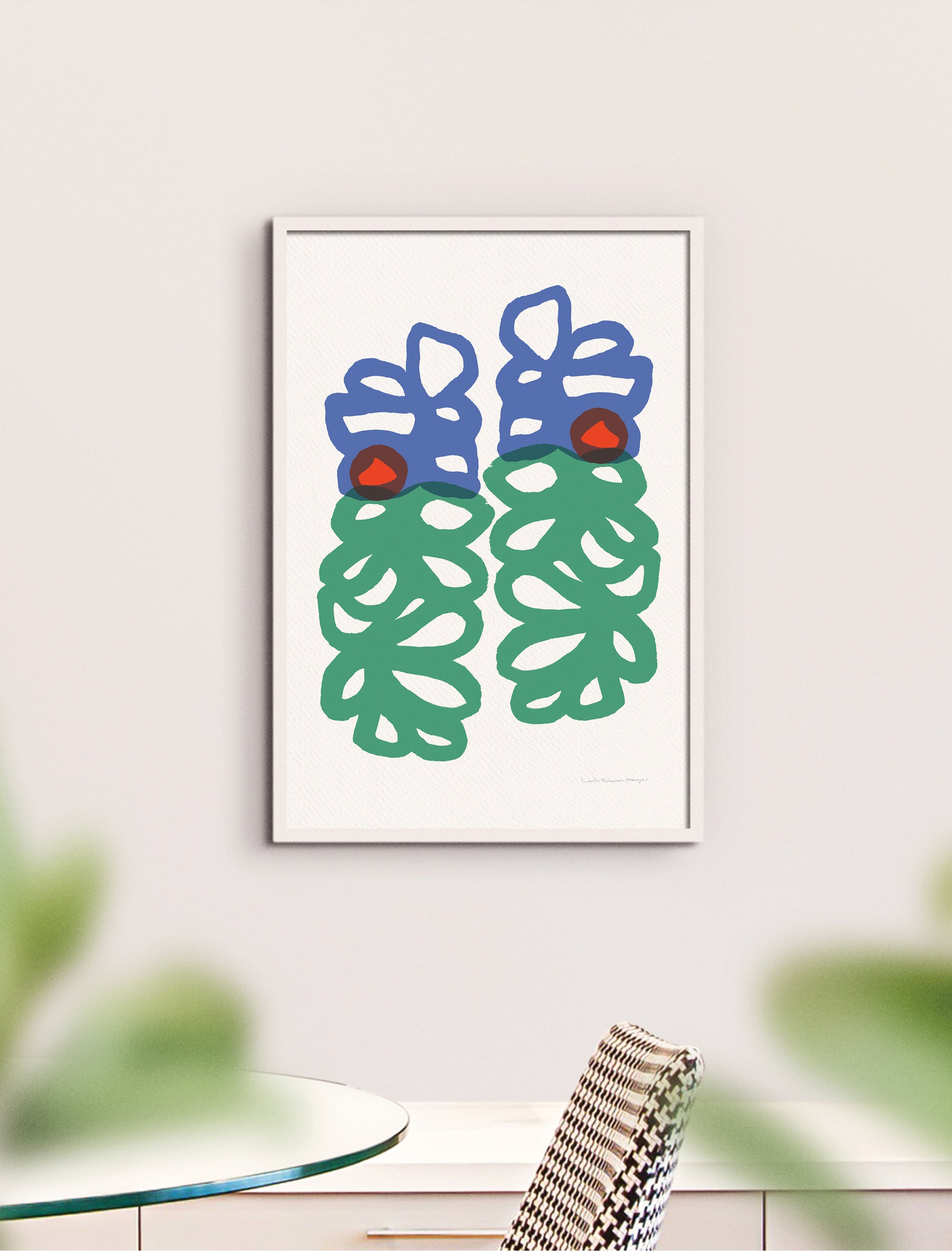 Floral Loops, fine art print, blue