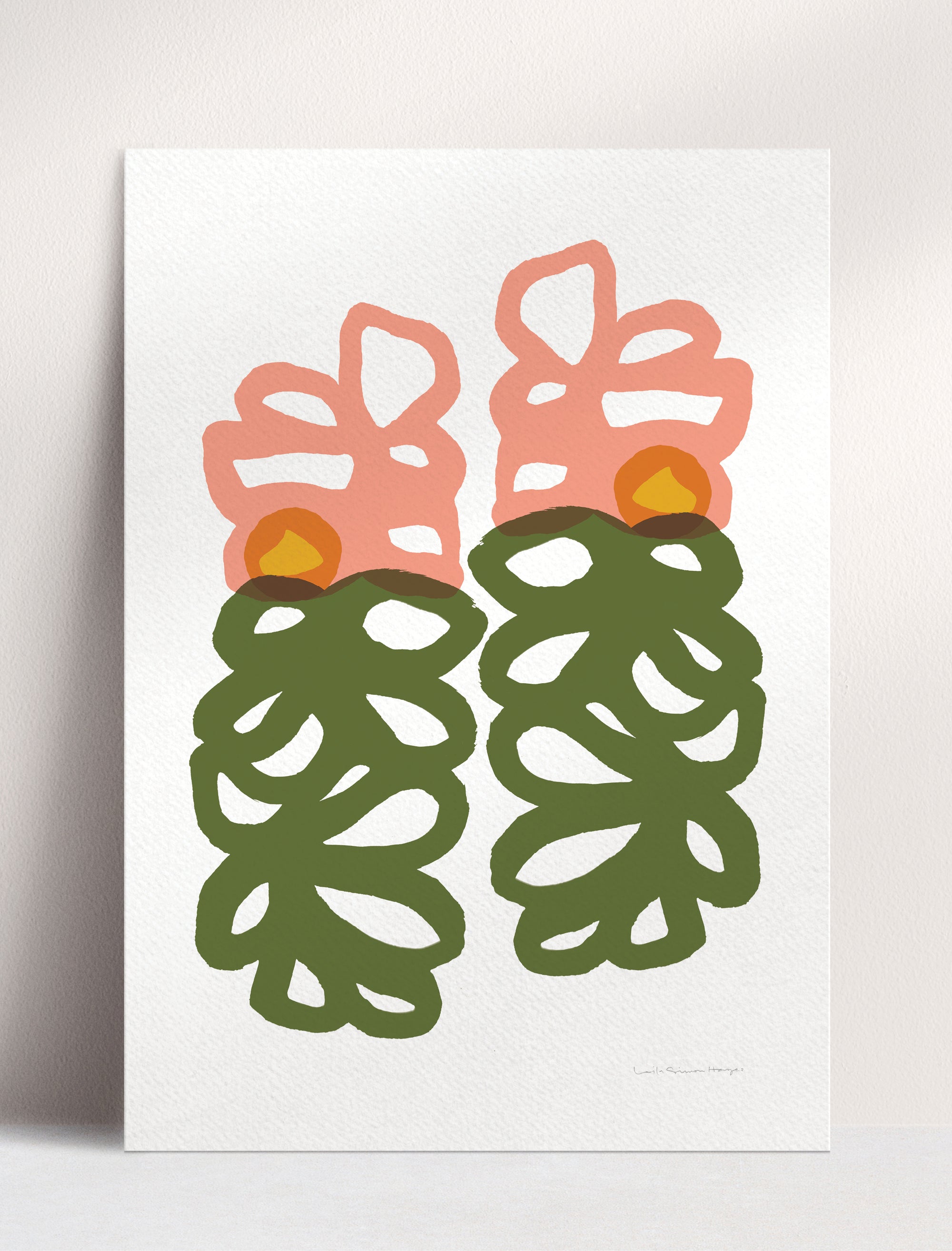 Floral Loops, fine art print, light pink