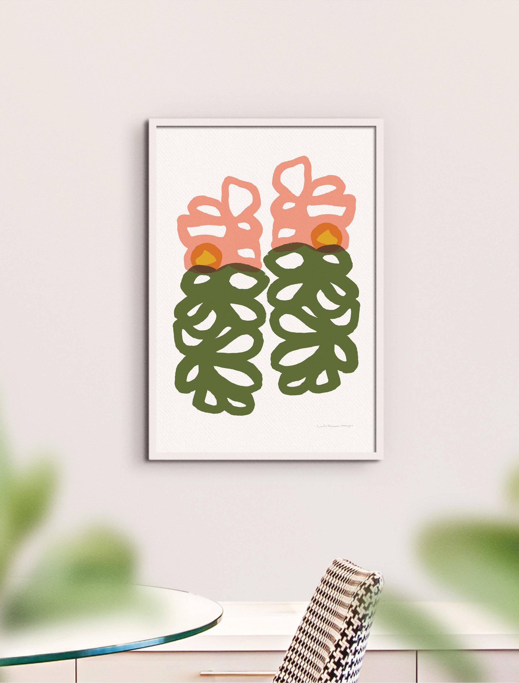 Floral Loops, fine art print, light pink