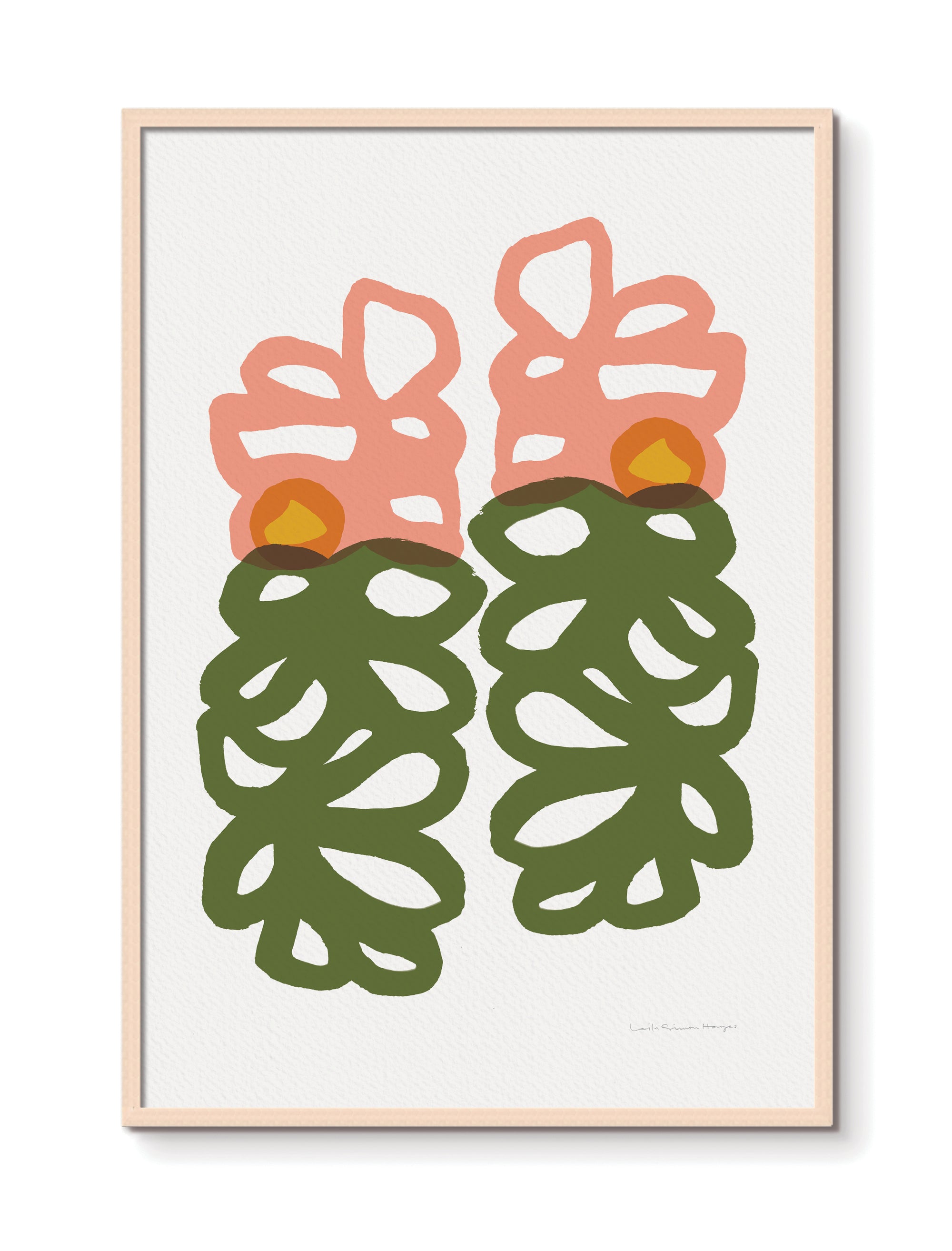 Floral Loops, fine art print, light pink