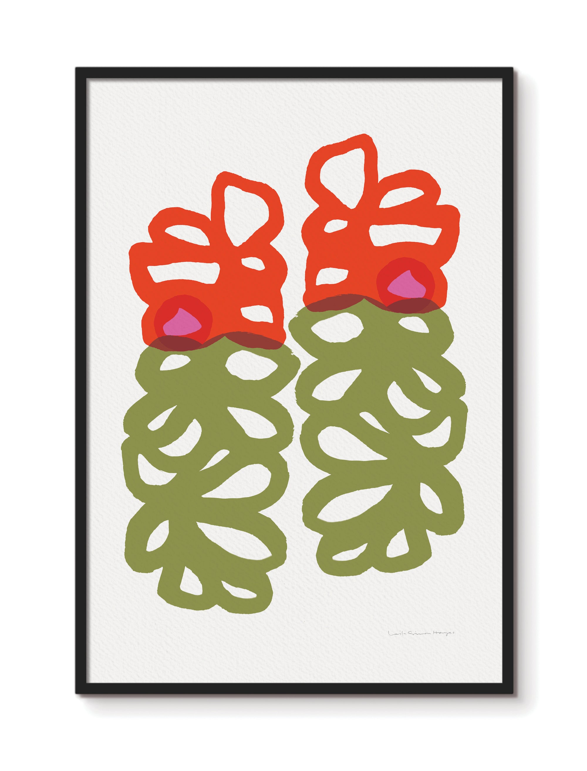 Floral Loops, fine art print, red