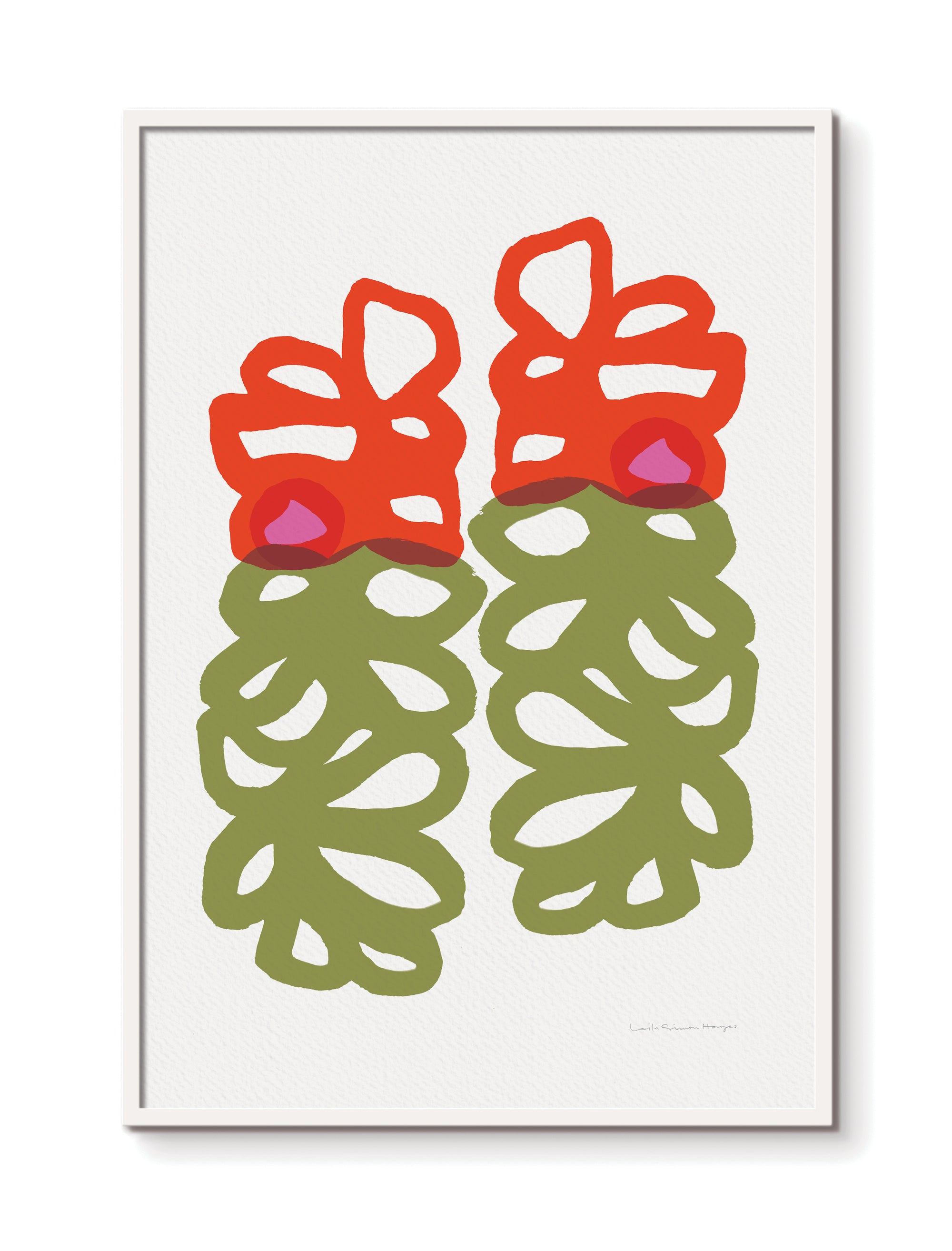 Floral Loops, fine art print, red