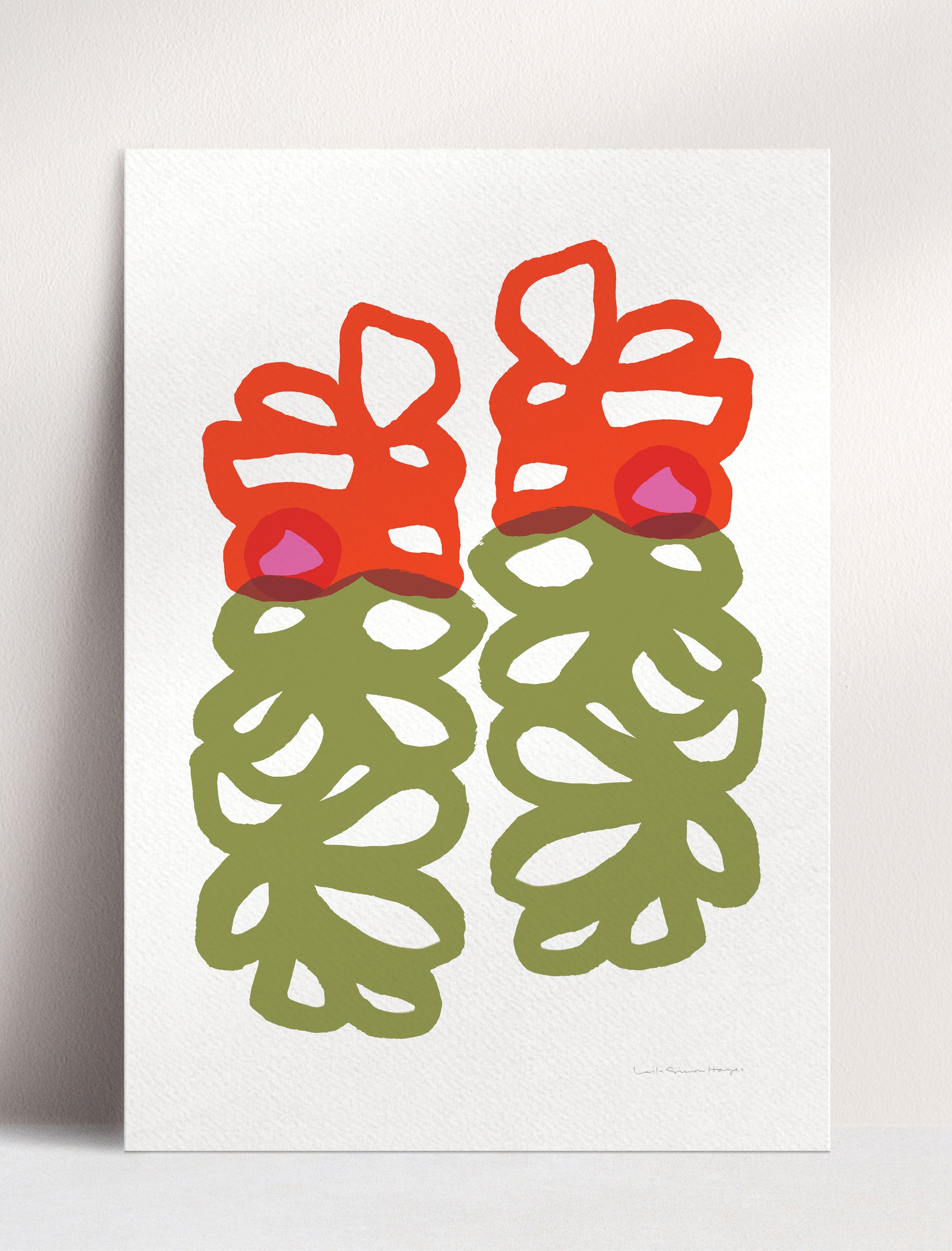 Floral Loops, fine art print, red
