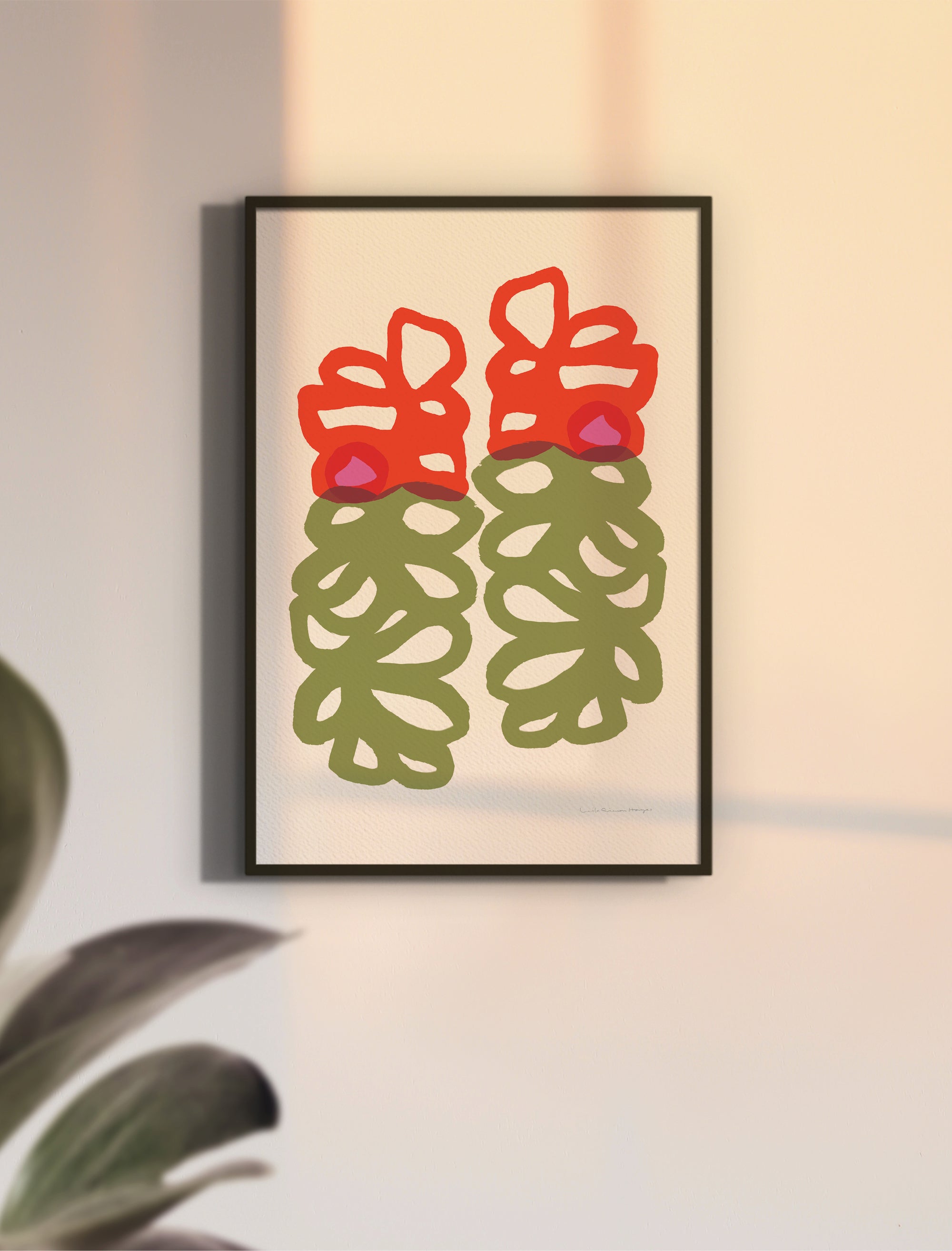 Floral Loops, fine art print, red
