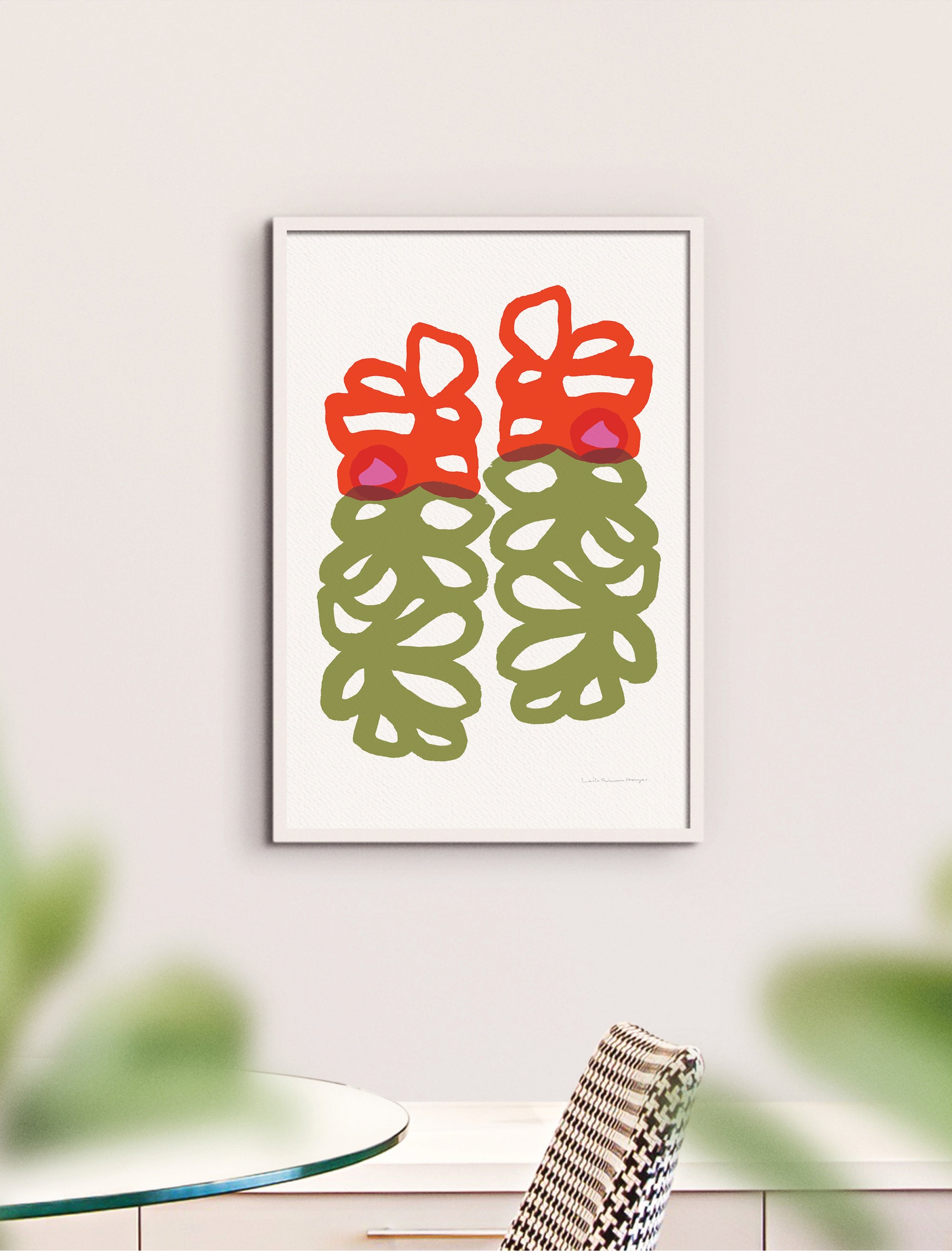 Floral Loops, fine art print, red