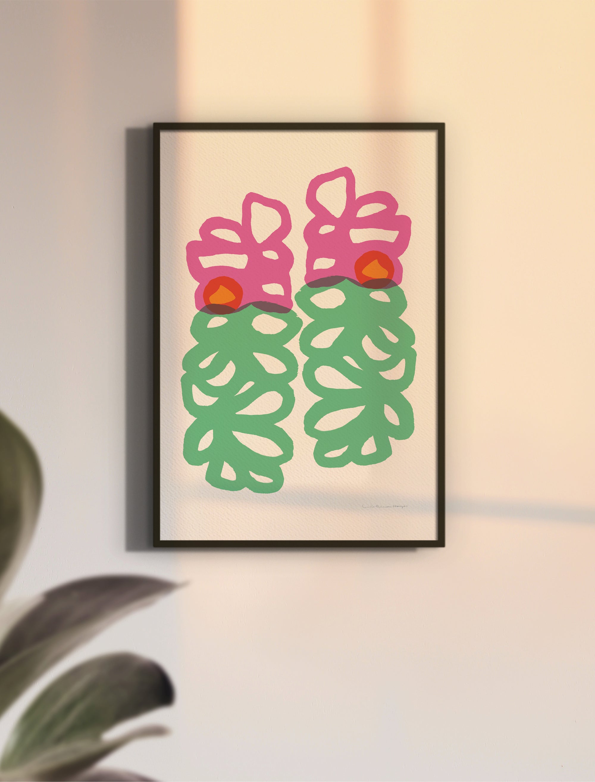Floral Loops, fine art print, dark pink