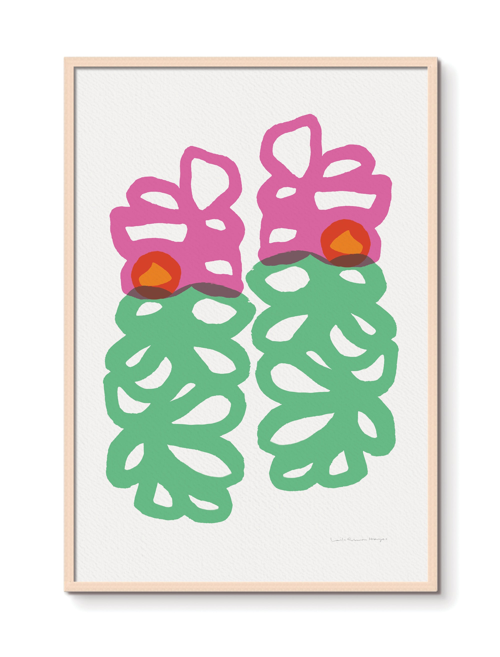 Floral Loops, fine art print, dark pink