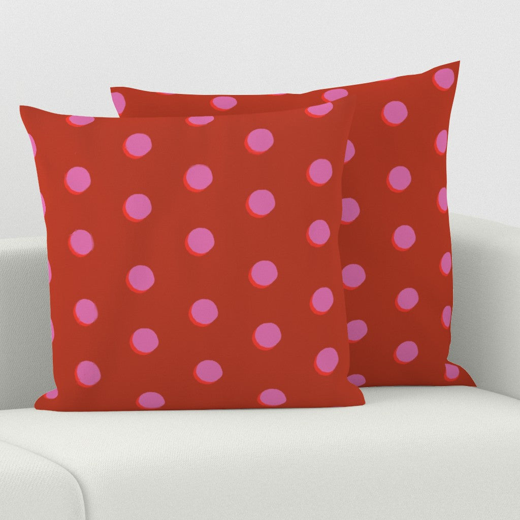 Pop Dots throw pillow, red/pink