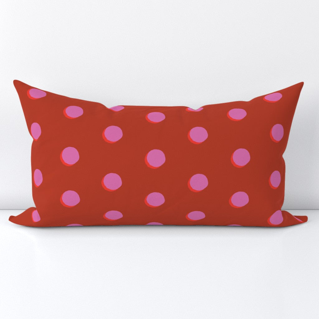 Pop Dots throw pillow, red/pink