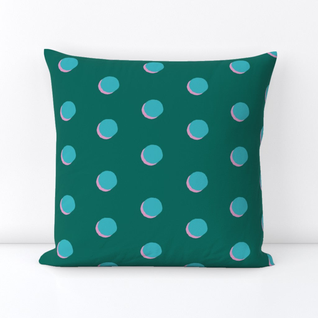 Pop Dots throw pillow, teal/blue
