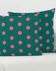 Pop Dots throw pillow, green/pink