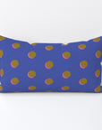Pop Dots throw pillow, blue/gold