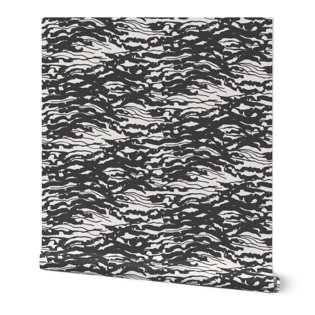 Waves, wallpaper, black on white