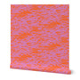 A roll of peel-and-stick wallpaper featuring a hot pink on red abstract coastal wave pattern.