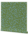 Seed Cascade, wallpaper, green on blue