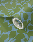 Seed Cascade, wallpaper, green on blue