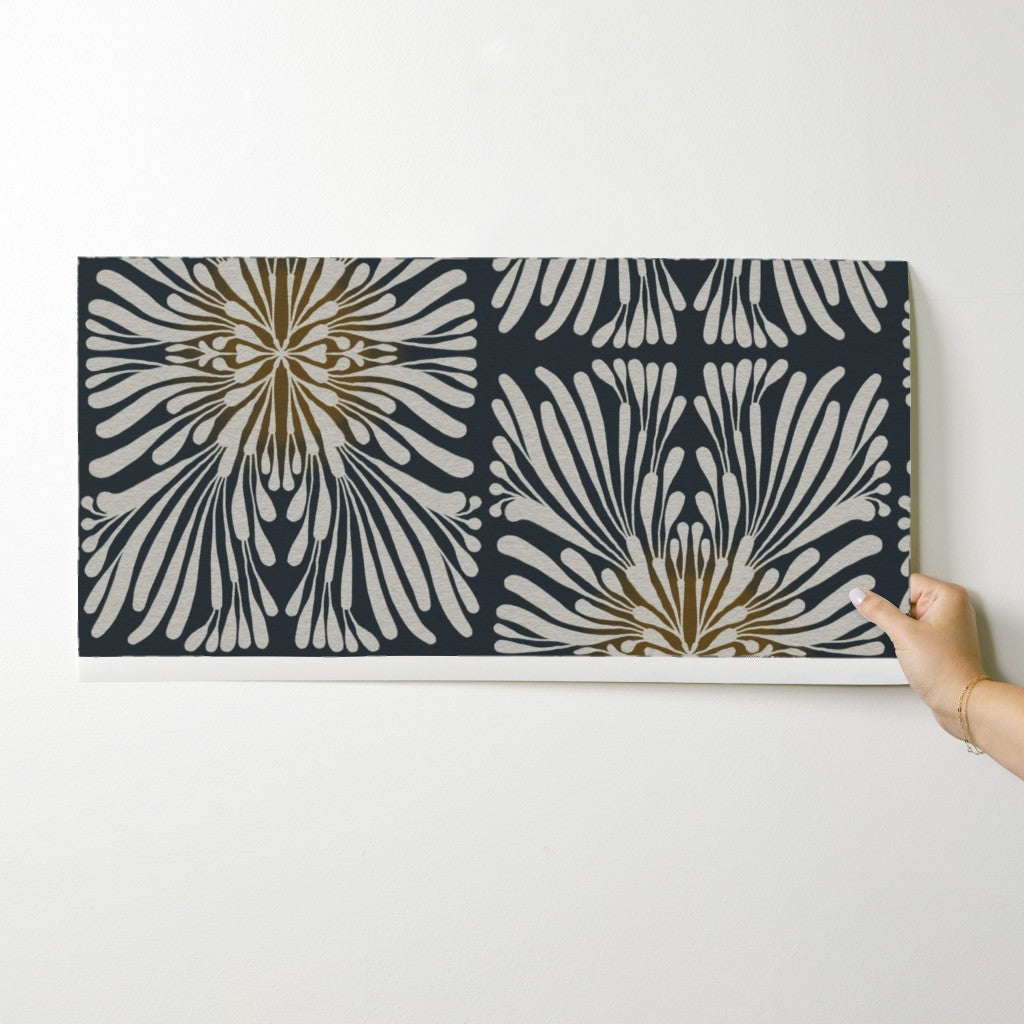 Finale Floral Tile, wallpaper, white on black with warm glow