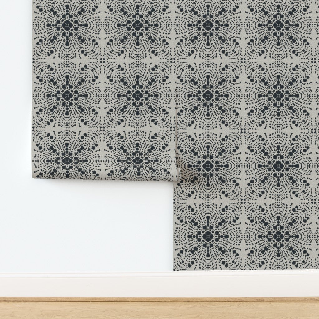 Tie Dye Tiles, wallpaper, black on white