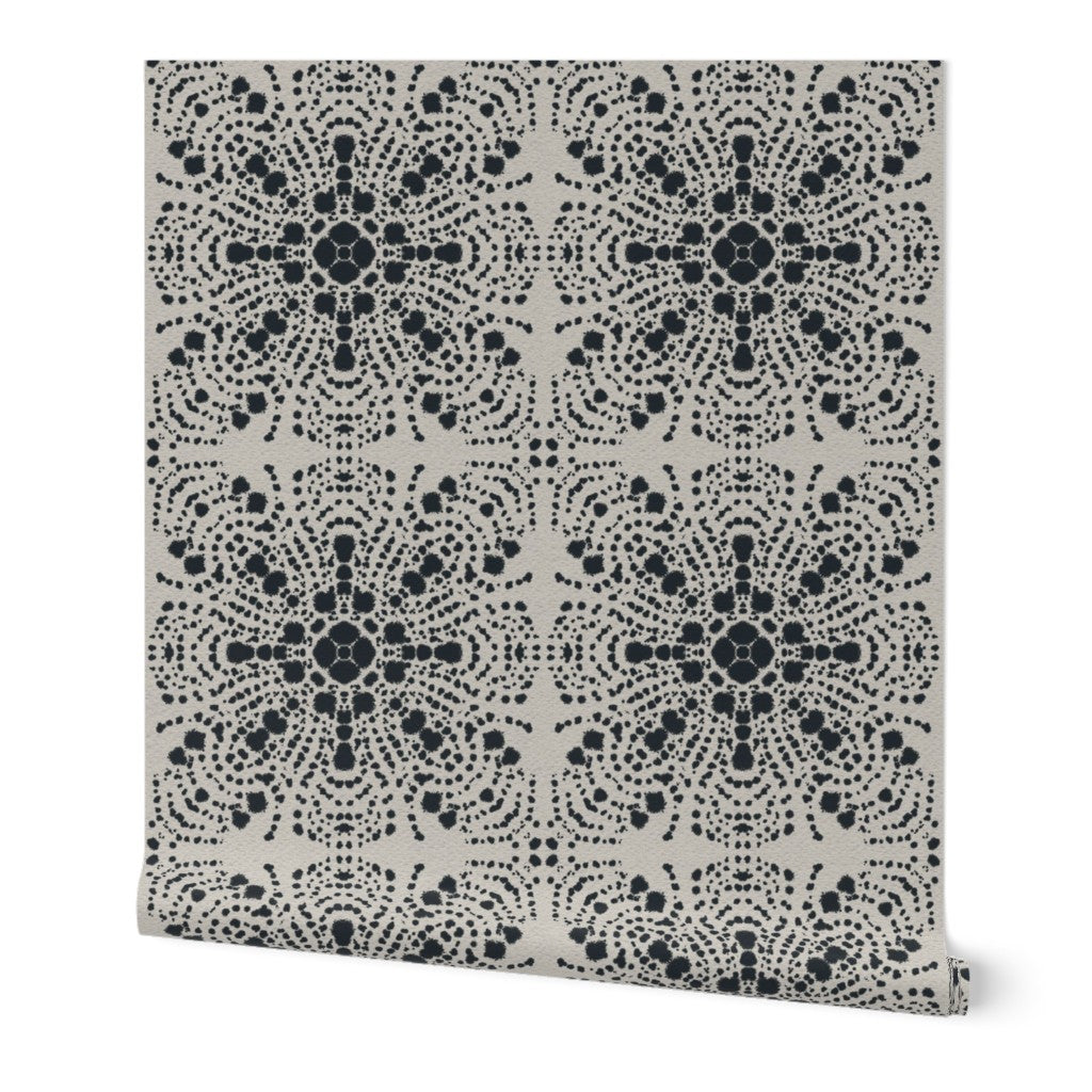 Tie Dye Tiles, wallpaper, black on white