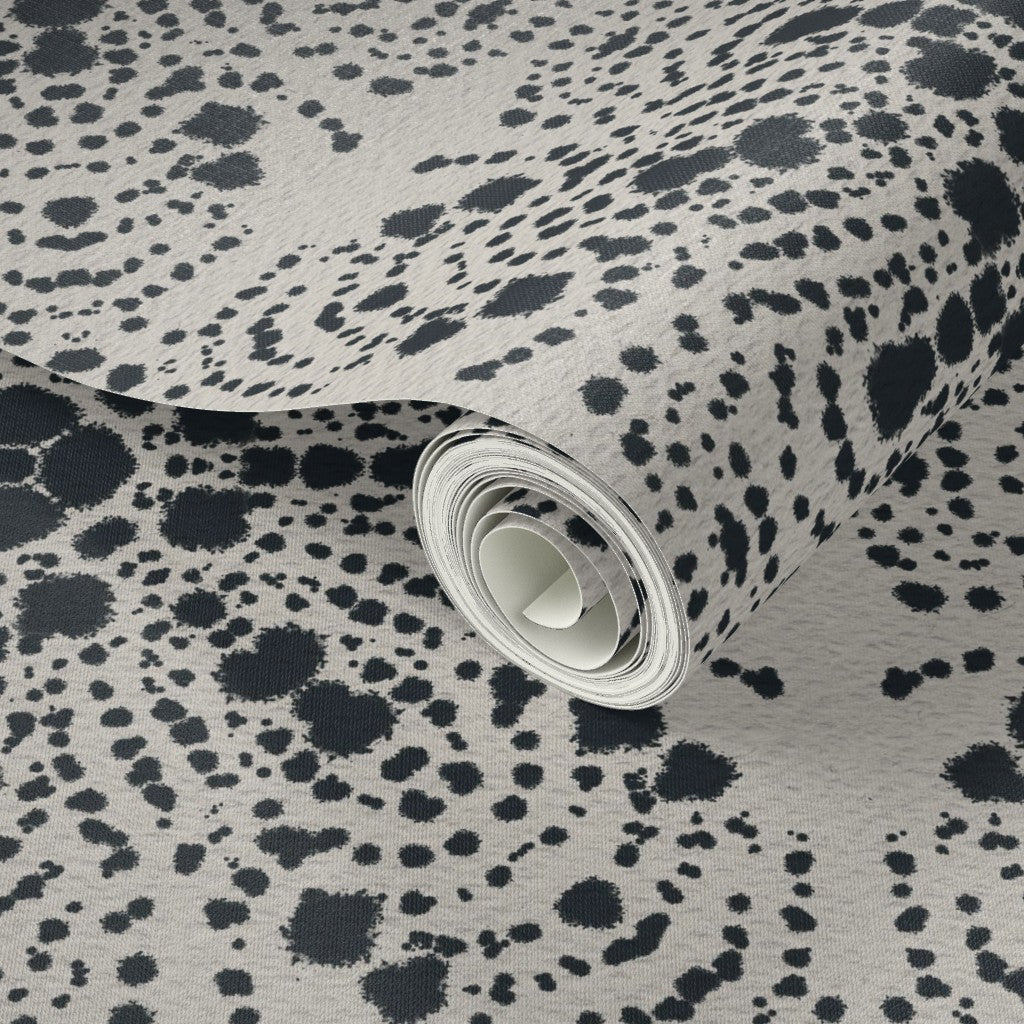 Tie Dye Tiles, wallpaper, black on white