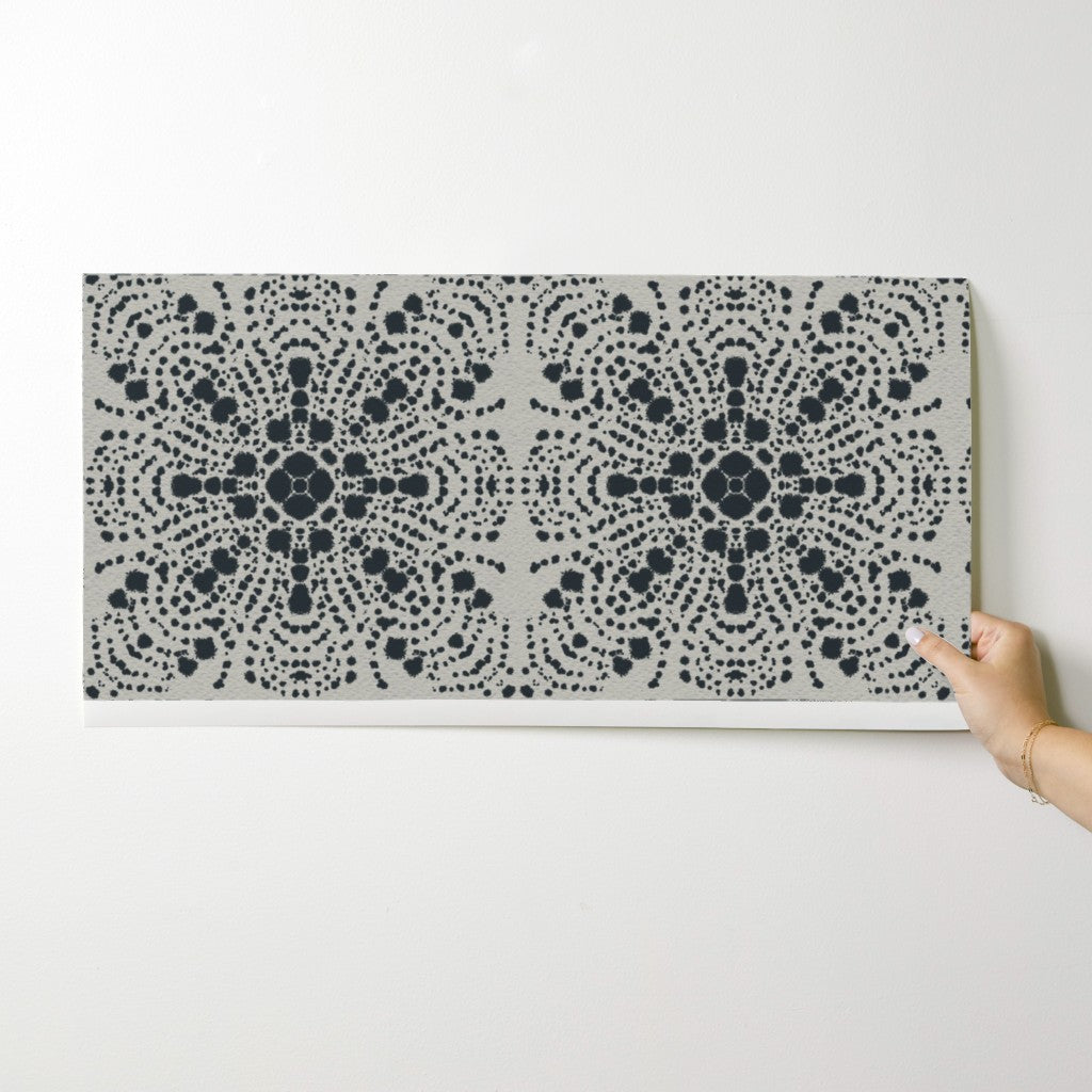 Tie Dye Tiles, wallpaper, black on white