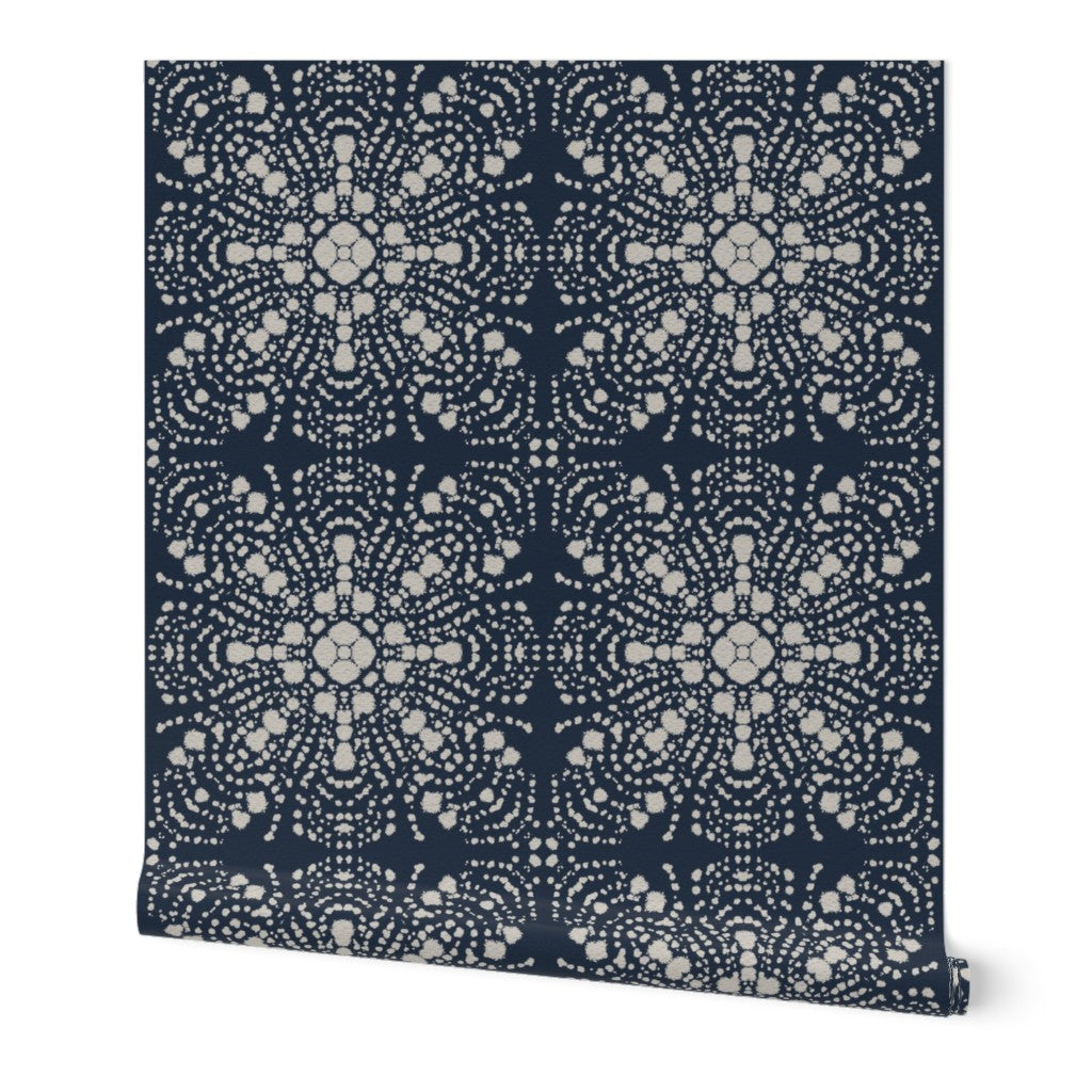 Tie Dye Tiles Shibori, wallpaper, blue